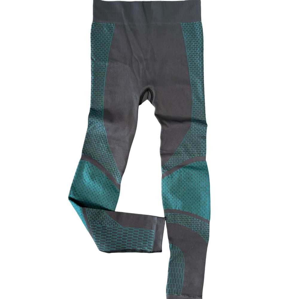 Lululemon Leggings Size 6 Teal Gray Textured Seamless Knit Cropped Yoga Pants